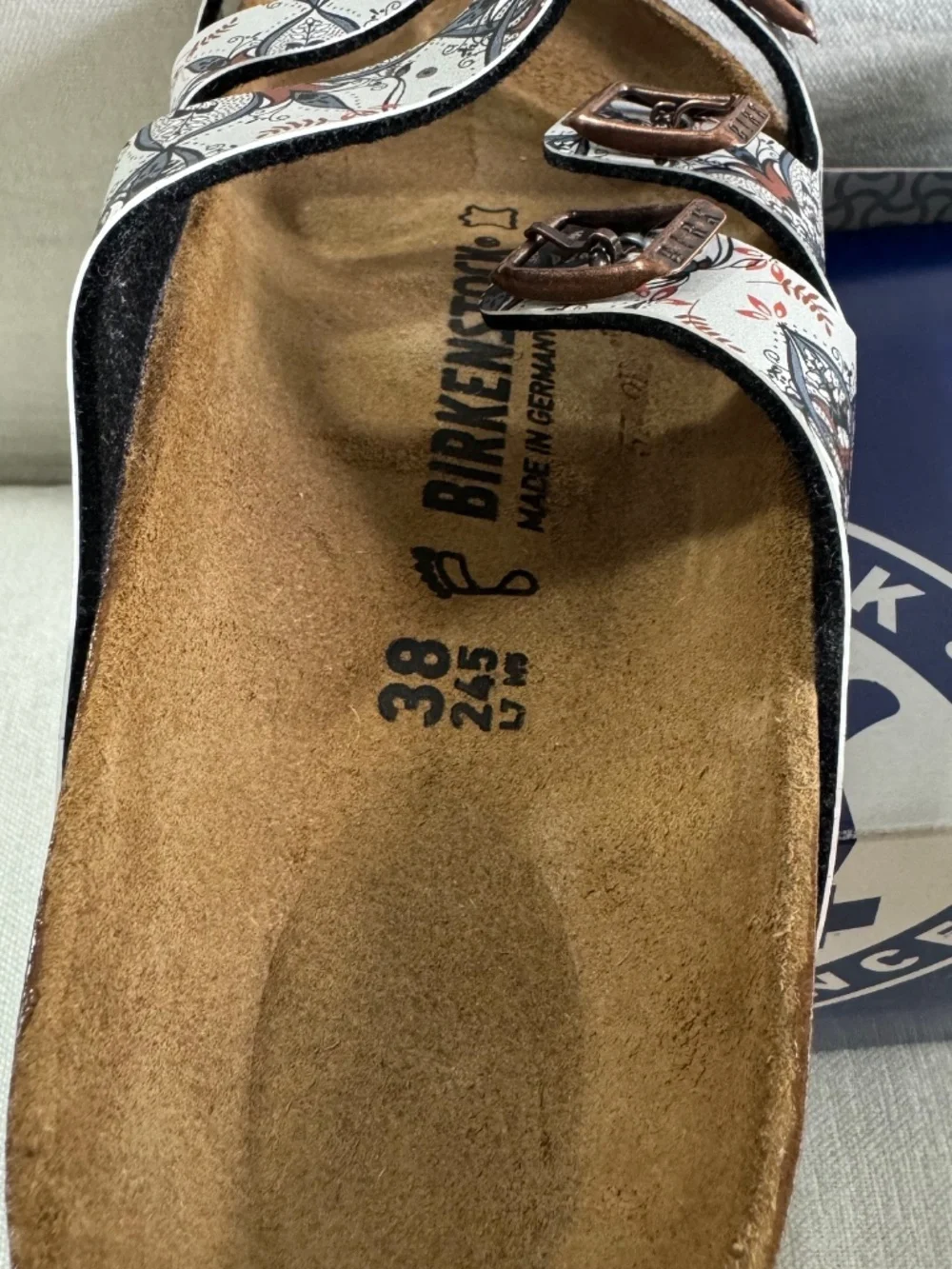 NEW Birkenstock Florida Boho Flowers Navy Birko-Flor Sandals Women EU 38 - Picture 7 of 10